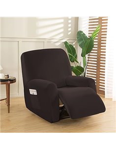 OKYUK Funda de Sillón Relax, Alta Elasticidad para Sillón Relax Reclinable Funda Reclinable 4 Piezas con Bolsillos Laterales, Ex