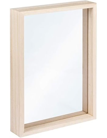 Rayher Marco de madera con doble metacrilato, 16x22x3,5 cm, marco para fotos grandes, 62840505
