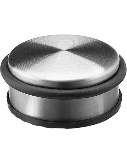 relaxdays 10010081 Tope Puerta Acero Inoxidable de 1,2 kg Plana, Goma, Plateado, 4,5 x 10 x 10 cm