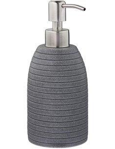 Relaxdays Seifenspender, 300 ml, nachfüllbar, Bad, WC, Küche, Flüssigseifenspender, Polyresin, Edelstahlpumpe, grau