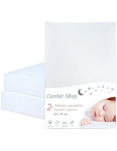 Sabana Bajera Minicuna 100% Orgánico Completamente Natural 50 x 90 cm Juego de 2 Sábanas Ajustables Bebé en Color Blanca Ultrasu