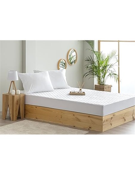 Todocama – Protector de colchón Acolchado antiácaros con Membrana Transpirable e Impermeable y Tratamiento Sanitario. (Cama 80 x