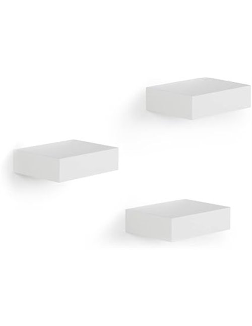 Umbra Juego de estantes de vitrina, estante de pared flotante para objetos pequeños y más, juego de 3, blanco