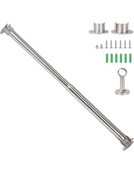 Wardlock Barra extensible de acero inoxidable para armario de 112 a 210 cm, barra ajustable con enchufes en forma de U.