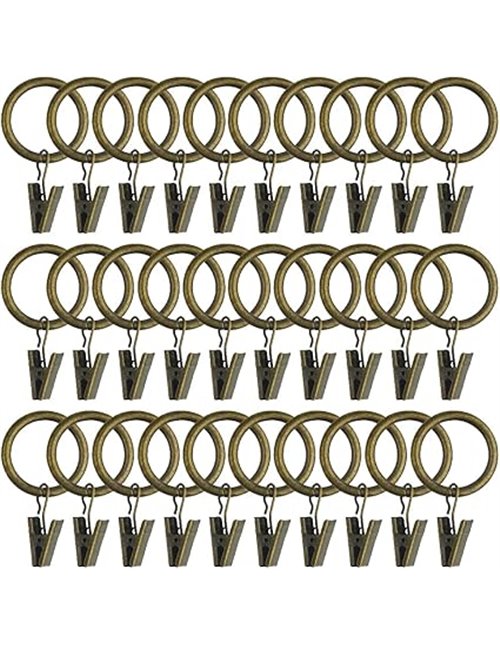 WMYCONGCONG 40 clips de metal para cortina, ganchos decorativos para barra de cortina, anillos de cortina con clips, diámetro in
