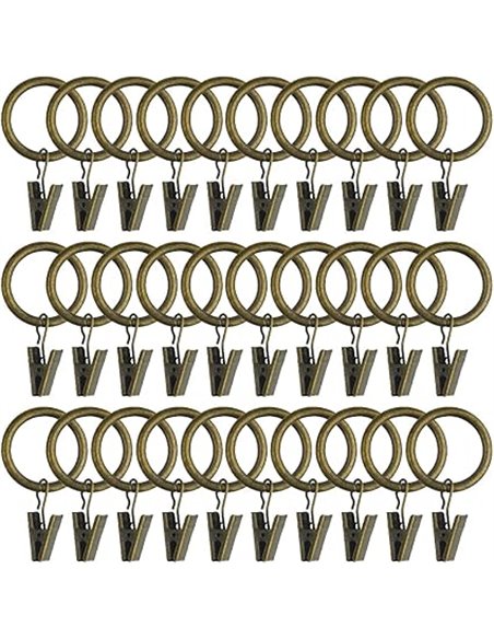 WMYCONGCONG 40 clips de metal para cortina, ganchos decorativos para barra de cortina, anillos de cortina con clips, diámetro in
