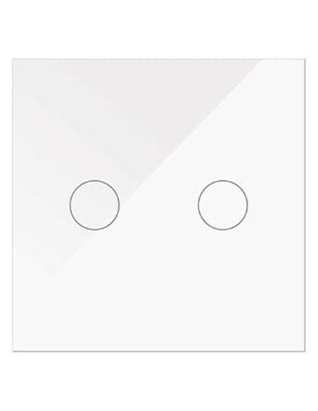 WESA - Doble Interruptor Táctil WiFi de Cristal Blanco Empotrable Doble + Mecanismo con App Tuya. Compatible con Alexa, Google H