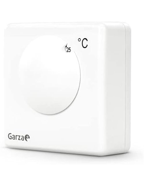 Garza - Termostato analógico para caldera y calefacción, 2 hilos, regulación manual, Blanco, 45 x 130 x 170 milímetros       