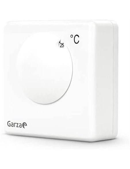 Garza - Termostato analógico para caldera y calefacción, 2 hilos, regulación manual, Blanco, 45 x 130 x 170 milímetros       