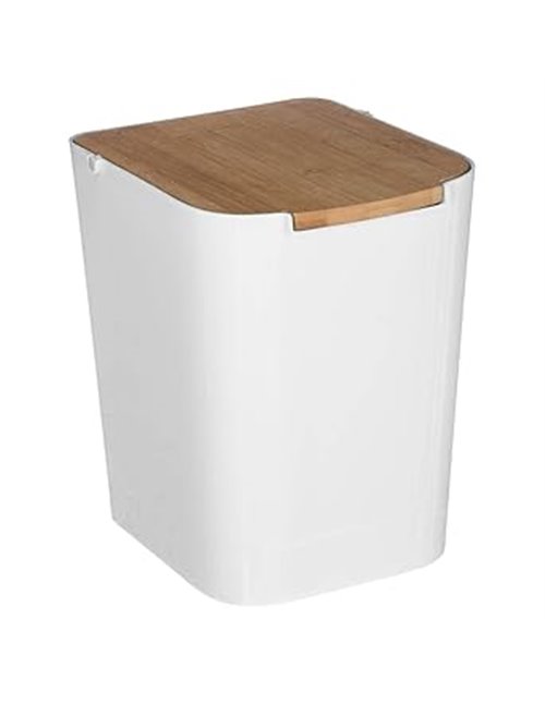 5five - papelera con tapa de bambú "naturéo" 5l blanca       