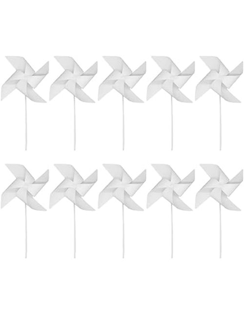 STOBOK Molino de viento para niños juguetes de papel blanco molino de viento DIY para pintar manualidades 24 piezas molinos de v