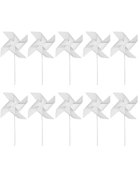 STOBOK Molino de viento para niños juguetes de papel blanco molino de viento DIY para pintar manualidades 24 piezas molinos de v