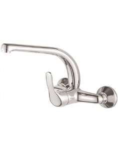 DP GRIFERIA - GPA001 Grifo Monomando de Pared Alto Tubo Manzanilla (11 cm), Plateado, Cartucho de discos cerámicos 40mm S/F     