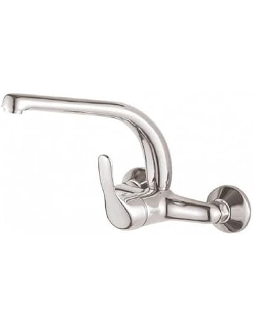 DP GRIFERIA - GPA001 Grifo Monomando de Pared Alto Tubo Manzanilla (11 cm), Plateado, Cartucho de discos cerámicos 40mm S/F     