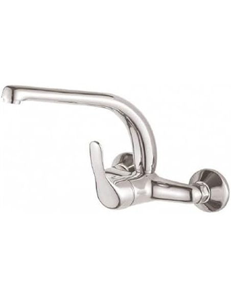 DP GRIFERIA - GPA001 Grifo Monomando de Pared Alto Tubo Manzanilla (11 cm), Plateado, Cartucho de discos cerámicos 40mm S/F     