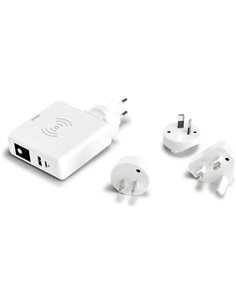 SIMON - Cargador Inalámbrico de Carga Rápida, Adaptador de Viaje 3 en 1, con 2 Enchufes USB, Batería Portátil con Interruptor, A