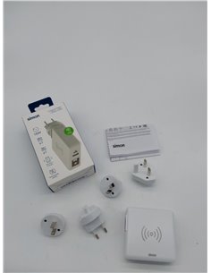 SIMON - Cargador Inalámbrico de Carga Rápida, Adaptador de Viaje 3 en 1, con 2 Enchufes USB, Batería Portátil con Interruptor, A 2