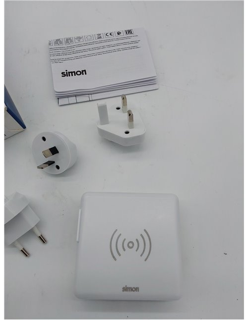 SIMON - Cargador Inalámbrico de Carga Rápida, Adaptador de Viaje 3 en 1, con 2 Enchufes USB, Batería Portátil con Interruptor, A