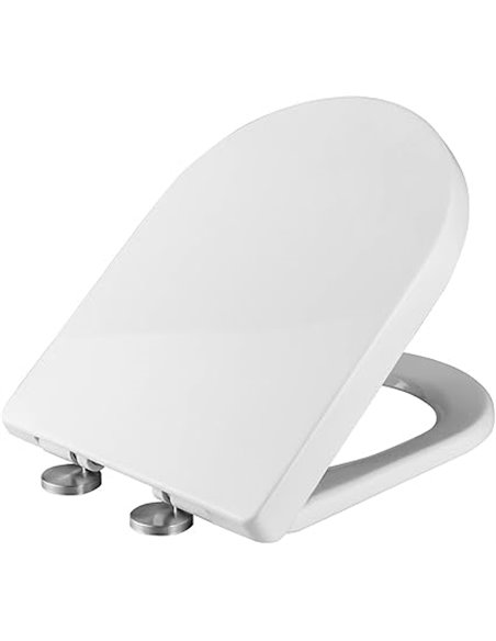 Ibergrif M41001 Tapa wc, Asiento de Inodoro de Cierre Suave en Forma de D con Liberación Rápida para una Fácil Limpieza, Blanco 
