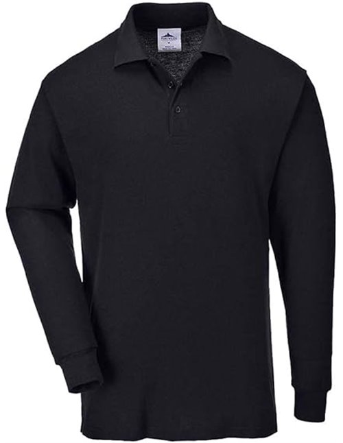 Portwest Polo De Manga Larga Genoa, Tamaño: XXL, Color: Negro, B212BKRXXL       