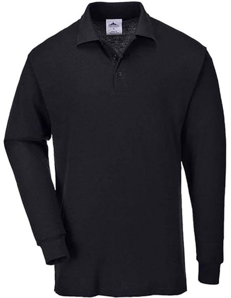 Portwest Polo De Manga Larga Genoa, Tamaño: XXL, Color: Negro, B212BKRXXL       