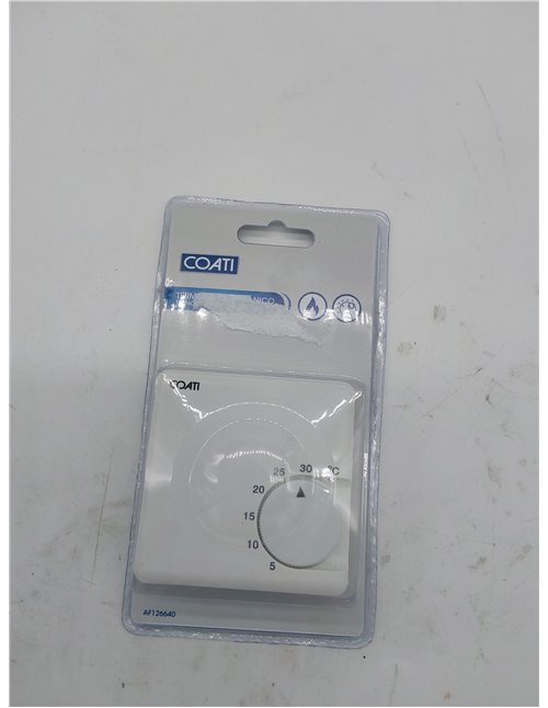 COATI - TERMOSTATO MECÁNICO PARA CALDERA Y CALEFACCIÓN ANALÓGICO CON INSTALACIÓN A 2 HILOS 10A 250V BLANCO Coati       