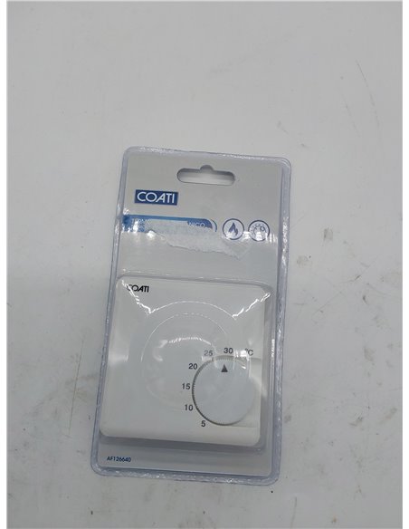 COATI - TERMOSTATO MECÁNICO PARA CALDERA Y CALEFACCIÓN ANALÓGICO CON INSTALACIÓN A 2 HILOS 10A 250V BLANCO Coati       