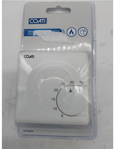 COATI - TERMOSTATO MECÁNICO PARA CALDERA Y CALEFACCIÓN ANALÓGICO CON INSTALACIÓN A 2 HILOS 10A 250V BLANCO Coati       