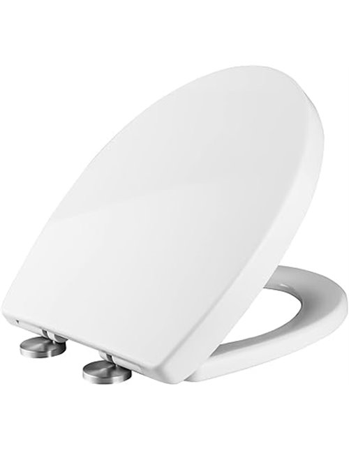 Ibergrif M41002 Tapa wc, Asiento de Inodoro de Cierre Suave en Forma de O con Liberación Rápida para una Fácil Limpieza, Blanco 