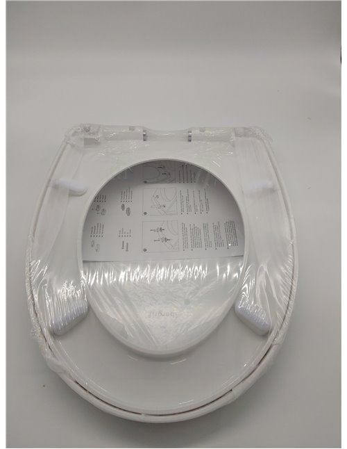 Ibergrif M41002 Tapa wc, Asiento de Inodoro de Cierre Suave en Forma de O con Liberación Rápida para una Fácil Limpieza, Blanco 