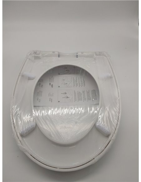 Ibergrif M41002 Tapa wc, Asiento de Inodoro de Cierre Suave en Forma de O con Liberación Rápida para una Fácil Limpieza, Blanco 