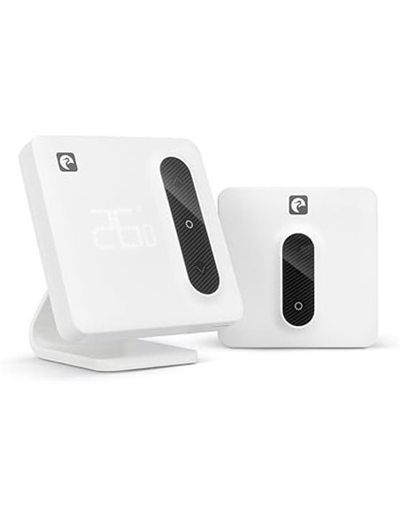 Garza Smart - Termostato Wi-Fi Inteligente para Caldera y Calefacción, con Adaptador, Medidor Consumo, Control táctil, Detección