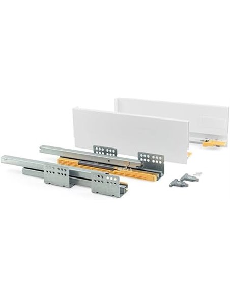 EMUCA - Kit de cajón para Cocina o baño con guias de extracción Total y Cierre Suave, Altura 105mm y Profundidad 500mm, Gris Ant