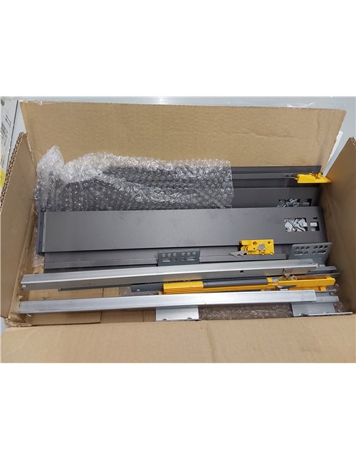 EMUCA - Kit de cajón para Cocina o baño con guias de extracción Total y Cierre Suave, Altura 105mm y Profundidad 500mm, Gris Ant