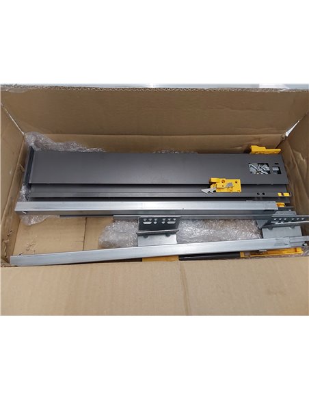 EMUCA - Kit de cajón para Cocina o baño con guias de extracción Total y Cierre Suave, Altura 105mm y Profundidad 500mm, Gris Ant