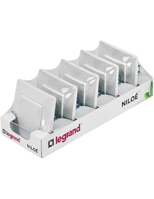 Legrand 396431 Pack 5 Interruptores conmutador 10A de la gama Niloé monoblock, mecanismo completo, color blanco       