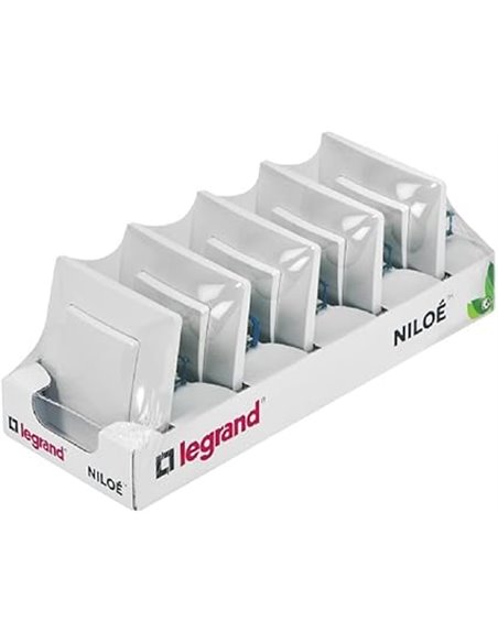 Legrand 396431 Pack 5 Interruptores conmutador 10A de la gama Niloé monoblock, mecanismo completo, color blanco       