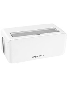 Amazon Basics - Caja organizadora de cables para ocultar y organizar cables, tamaño Pequeña, Blanco       